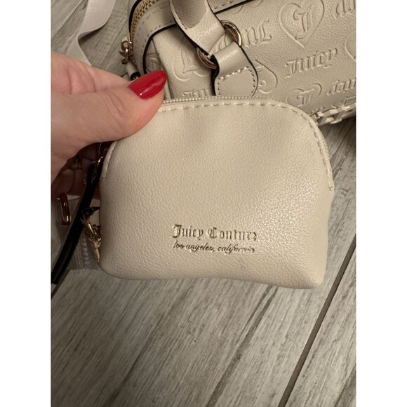 Juicy Couture Semi Charmed Satchel Heart Angel Beige With Crossbody Strap & Coin - Picture 4 of 7